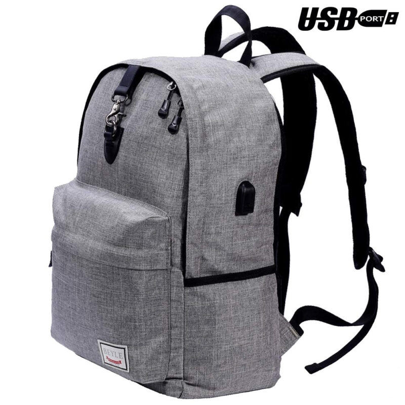 Beyle Travel Backpack For Men’s & Women With USB Port Grey