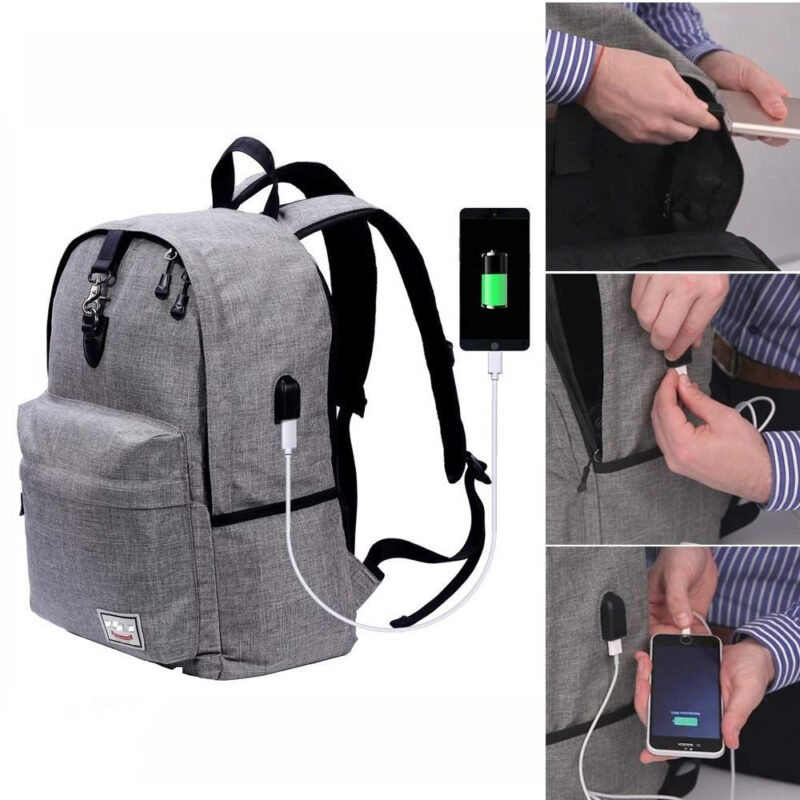 Beyle Travel Backpack For Men’s & Women With USB Port Grey - Image 2