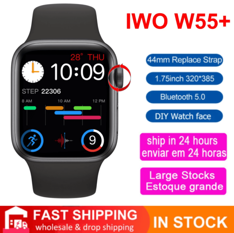 W55+ Smart Watch Bluetooth Call Heart Rate Monitor 1.75inch Full Touch Screen Smartwatch