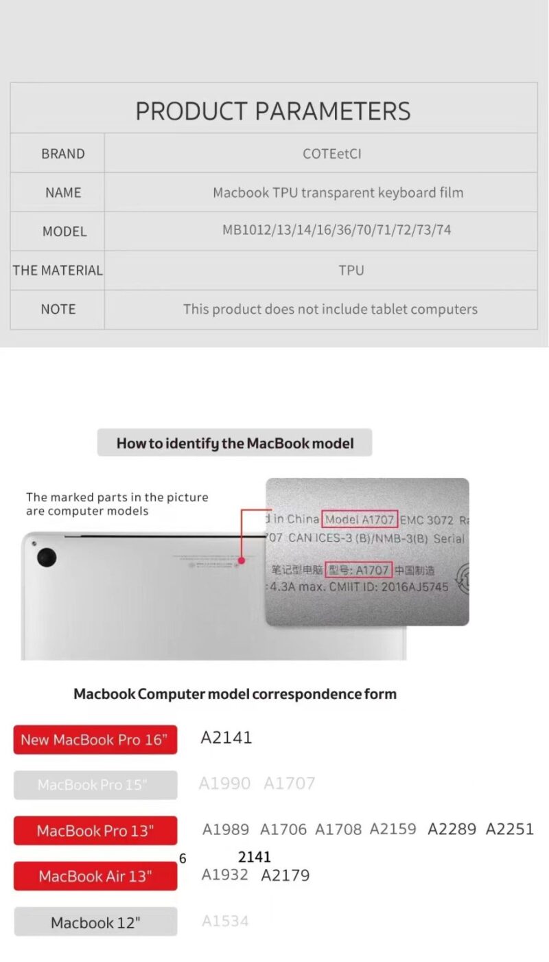 Coteci Transparent Keyboard Cover Air 13.6 M2 2022 (A2681) - Image 12