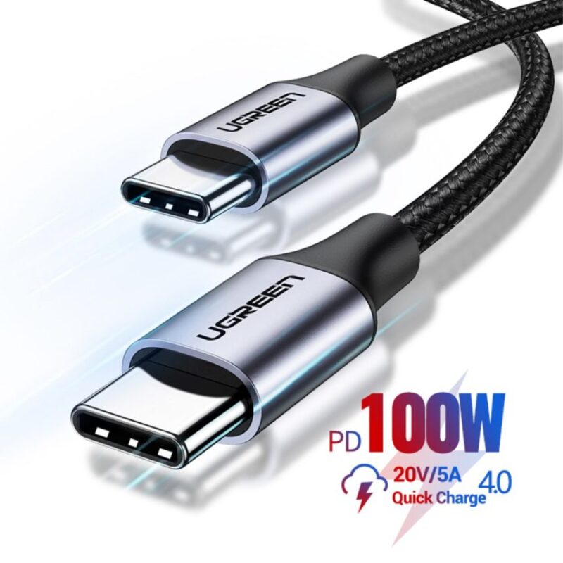 UGREEN 70429 TYPE-C TO C CABLE ALUMINUM BRAIDED 100W 2M - Image 4