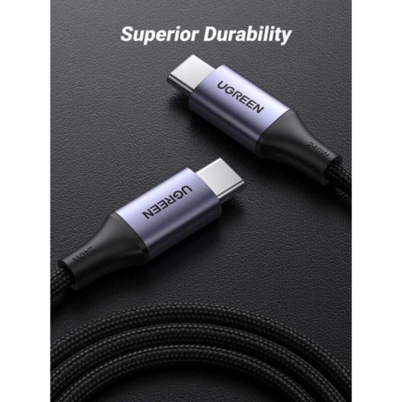 UGREEN 70429 TYPE-C TO C CABLE ALUMINUM BRAIDED 100W 2M - Image 3