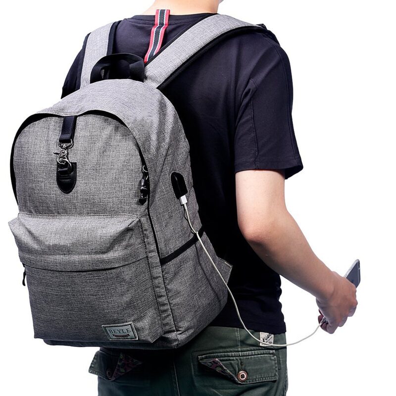 Beyle Travel Backpack For Men’s & Women With USB Port Grey - Image 4