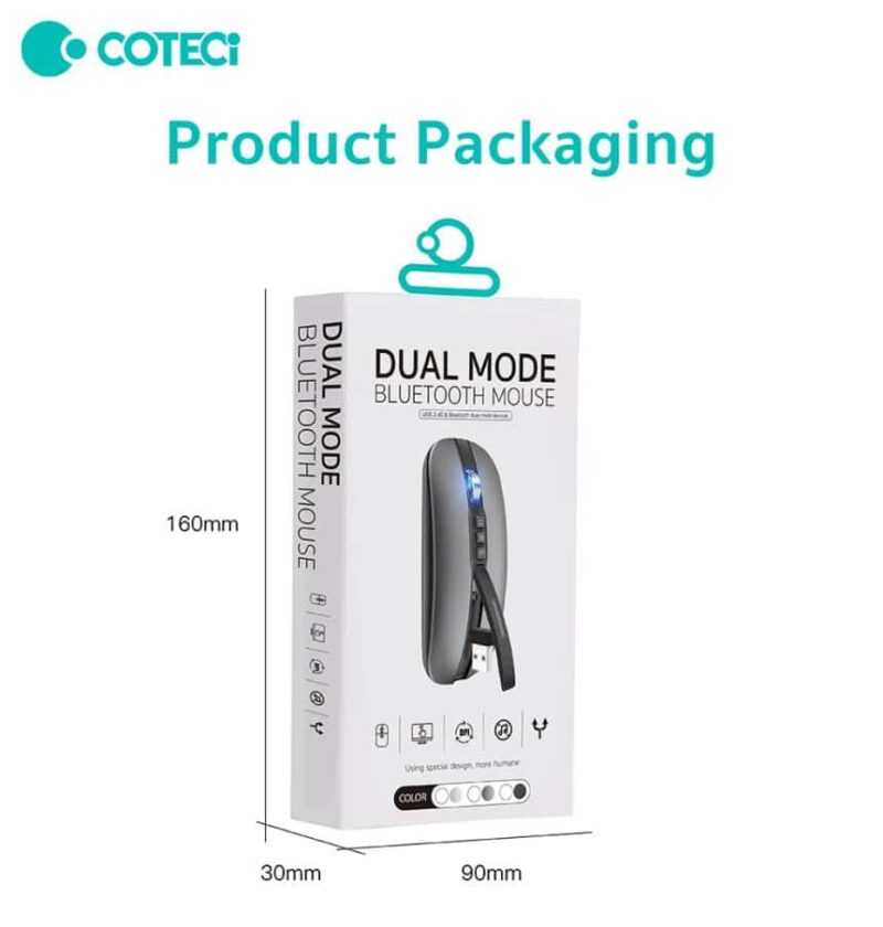 Coteci 84009-TS Dual Mode Bluetooth+Wireless Mouse Silent Ultra Thin - Image 3