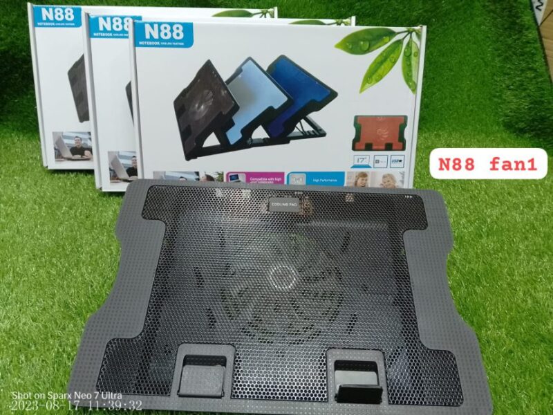 N88 Laptop Cooler Quiet Fan 2 USB Ports