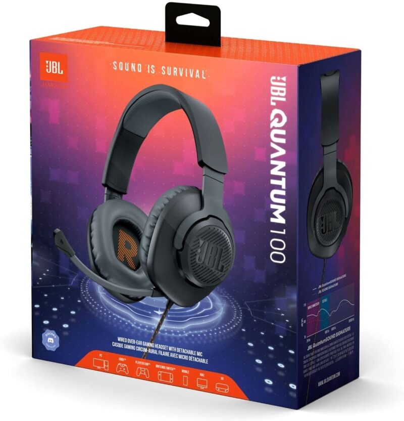 JBL Quantum 100 Wired Over-Ear Gaming Headset With Flip-Up Mic – Black - Image 7